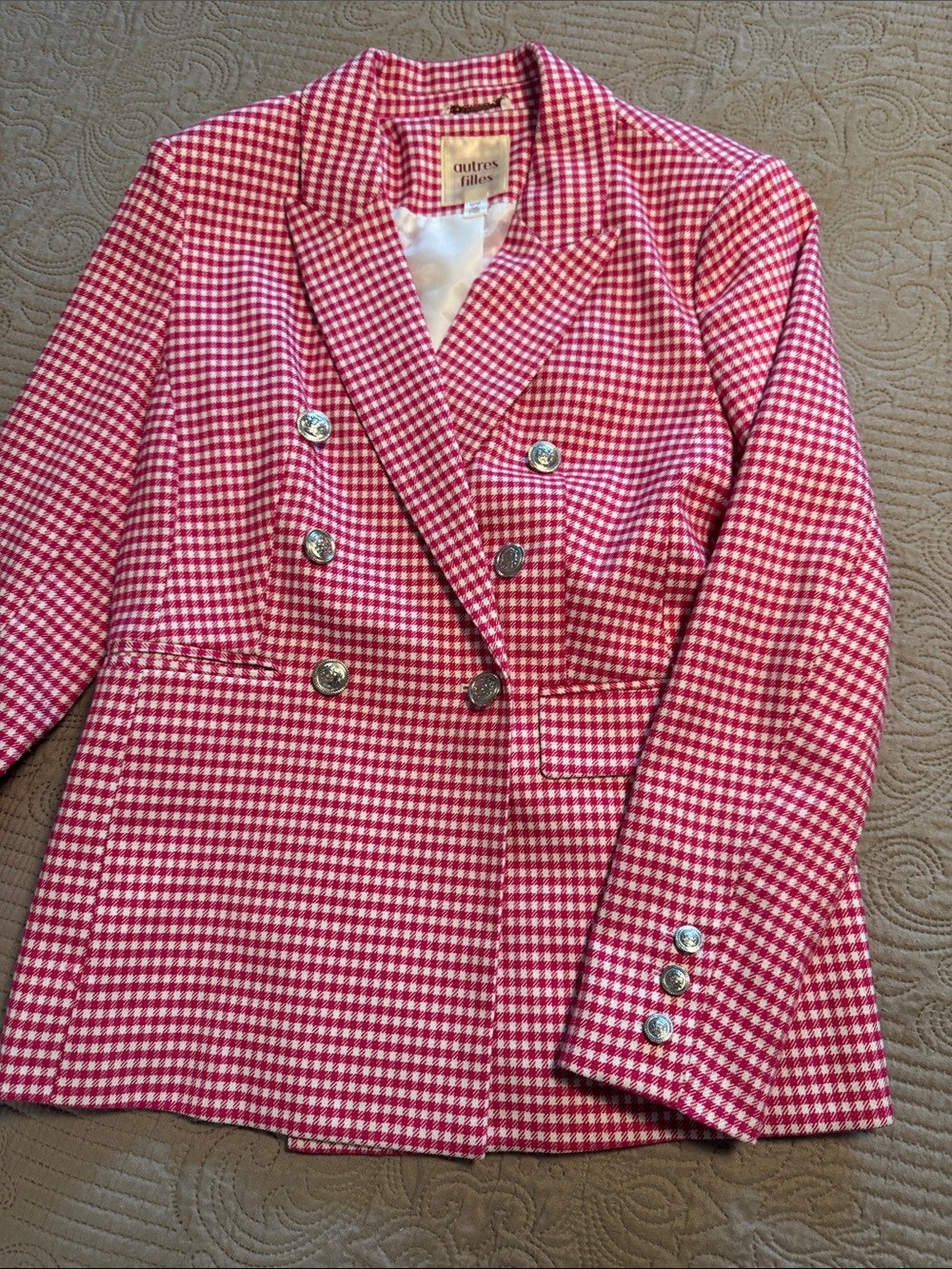 Autres Filles Pink Gingham Double-Breasted Blazer